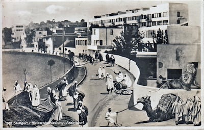 A postcard in the 1940s of Stuttgart calls the city ‘Araberdorf’ as a slur because of its modernist Bauhaus architecture. Freunde der Weissenhofsiedlung e.V.