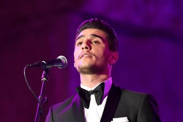 epa07730416 Palestinian singer Mohammed Assaf perfroms on stage during the annual Baalbeck International Festival (BIF) in Baalbeck, Beqaa Valley, Lebanon, 20 July 2019. The festival runs from 05 July to 03 August 2019. EPA/WAEL HAMZEH