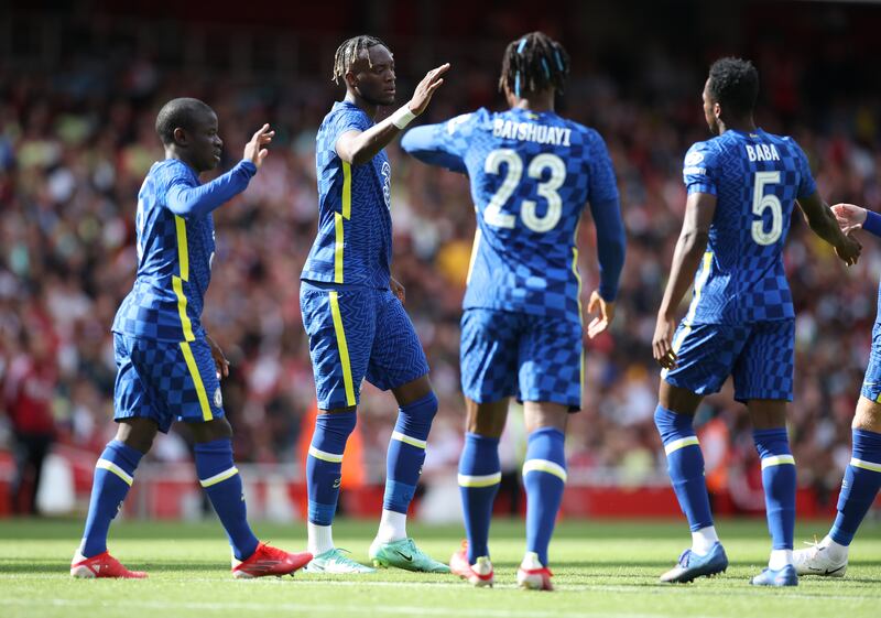 Tammy Abraham celebrates scoring for Chelsea in the pre-season firendly against Arsenal.