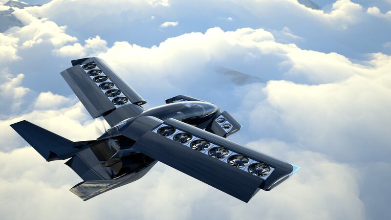 A rendering of the Cavorite 5 in action. The evtol is said to be able to reach speeds of 450kph. Courtesy: Horizon Aircraft