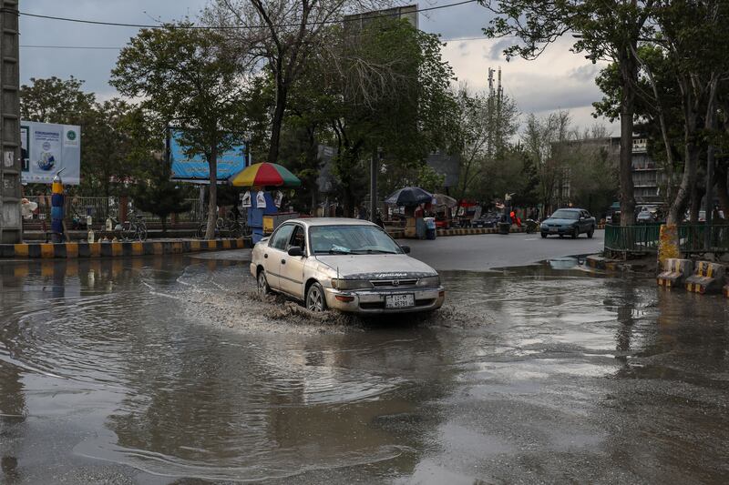 A Kabul street after the rain