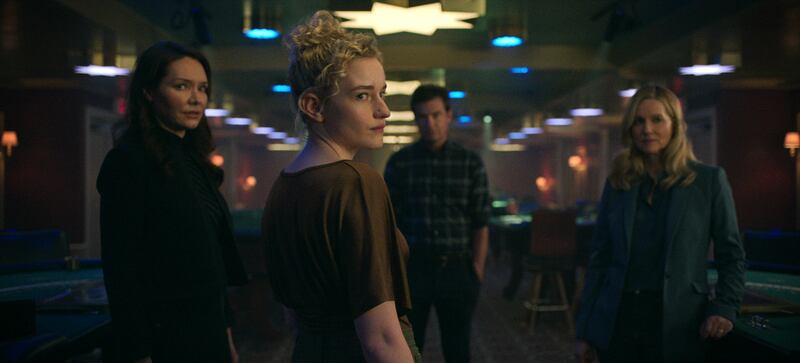 Katrina Lenk, Julia Garner, Jason Bateman and Laura Linney in season four of Ozark. Photo: Netflix