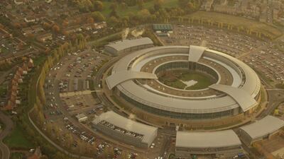 A still from footage the US artist Trevor Paglen shot of the GCHQ building known as the "doughnut" in Cheltanham, England. Circles, 2015. Courtesy of the Artist, Metro Pictures New York, Altman Siegel San Francisco