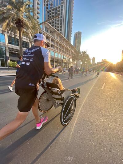 Nick and Rio Watson at the Dubai Run. Courtesy Nick Watson