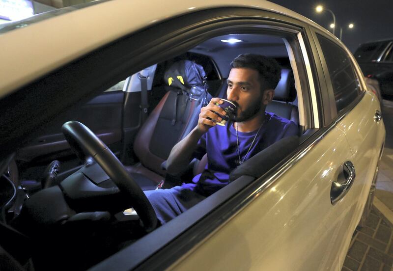 Sharjah, United Arab Emirates - November 27th, 2019: Rashid Habib. National Day feature on Rounding where people drink tea in their cars. Wednesday, November 27th, 2019, Sharjah. Chris Whiteoak / The National
