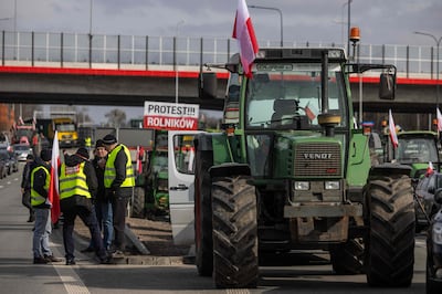 Polish farmers have blockaded roads to protest against cheap Ukrainian goods flooding their market. AFP 