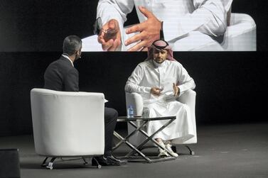 Prince Khaled bin Alwaleed Bin Talal Al Saud, founder and chief executive of KBW Ventures, speaking at the Sharjah Entrepreneurship Forum last week. Antonie Robertson / The National