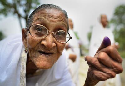 Nearly 18 million Indians 80 or older, including 218,000 centenarians, are eligible to vote in the elections. EPA