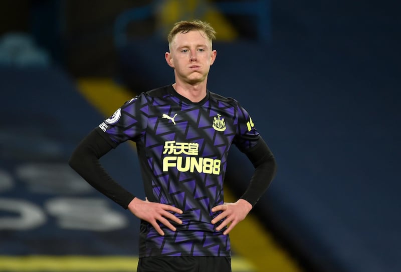 LEEDS, ENGLAND - DECEMBER 16: Sean Longstaff of Newcastle United looks on during the Premier League match between Leeds United and Newcastle United at Elland Road on December 16, 2020 in Leeds, England.The match will be played without fans, behind closed doors as a Covid-19 precaution.  (Photo by Rui Vieira - Pool/Getty Images)