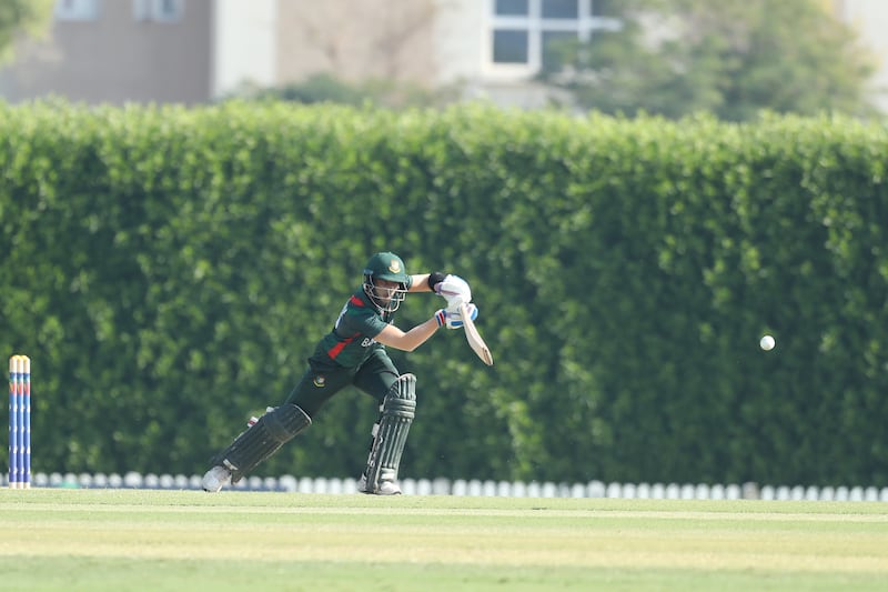 Jishan Alam of Bangladesh plays a shot.