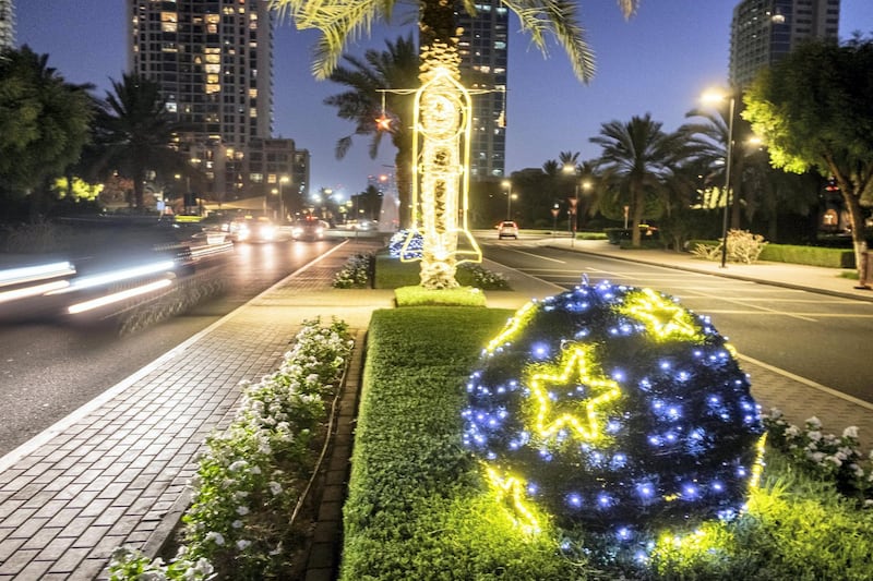 DUBAI, UNITED ARAB EMIRATES. 27 MAY 2019. STANDALONE. Ramadan lights in the Greens Community in Dubai. (Photo: Antonie Robertson/The National) Journalist: None. Section: National.