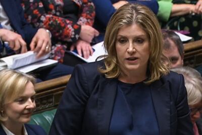 Penny Mordaunt stands in for Britain's Prime Minister Liz Truss in Parliament on Monday. She is now regarded by some as a frontrunner to replace her boss. AFP