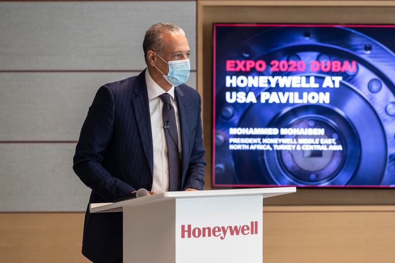 Mohammed Mohaisen, president of the Mena region and Turkey at Honeywell, at a press conference announcing plans for the US Pavilion at Dubai Expo 2020. Antoine Robertson / The National