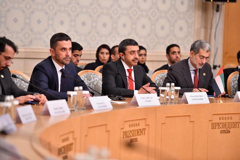 Sheikh Abdullah bin Zayed chairs the work of the Joint Commission between the UAE and Russia meeting. Wam