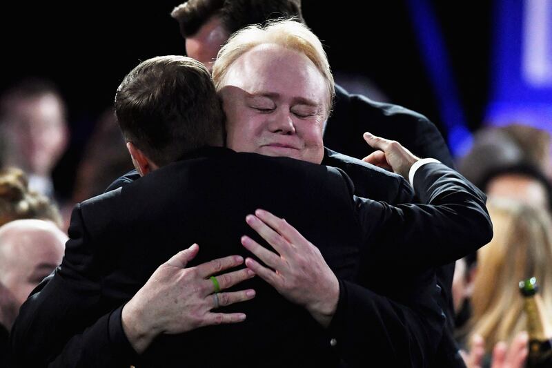Louie Anderson wins the award for Best Supporting Actor for 'Baskets' during the 22nd Annual Critics' Choice Awards in December 2016 in Santa Monica, California. Getty Images via AFP