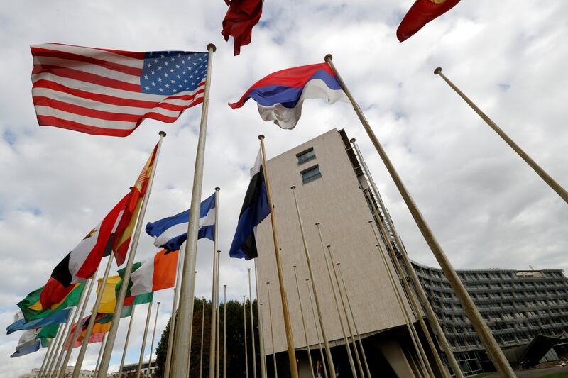 An American flag flies outside the headquarters of the United Nations Educational, Scientific and Cultural Organization (UNESCO) in Paris, France, October 12, 2017.   REUTERS/Philippe Wojazer