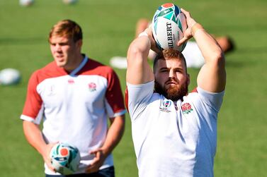 England's hooker Luke Cowan-Dickie takes part in a training session ahead of the France encounter in Yokahoma on Saturday. AFP