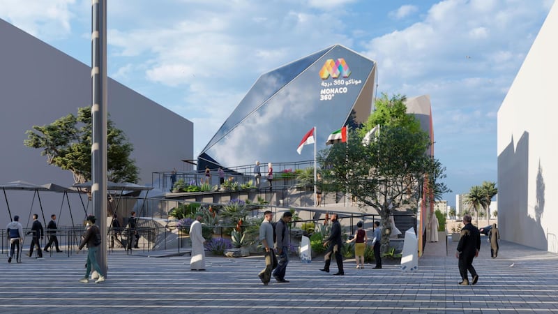 Render of the exterior of Monaco pavilion that will be wrapped with solar panels at the Expo 2020 Dubai site. Courtesy: Monaco Expo 2020 