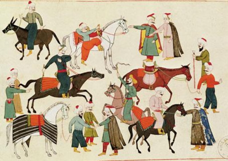 A depiction of a horse market c.1580 (gouache on paper). Before the decline of the empire, the Ottomans were a powerful, efficient people.