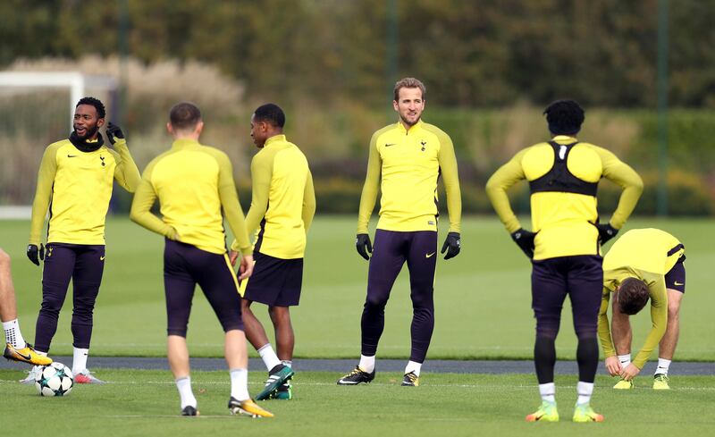 Harry Kane takes part in training with his Tottenham teammates. Adam Davy / PA