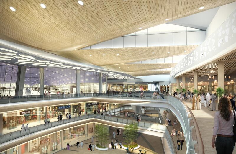 Inside the Mangrove Atrium at Reem Mall, set to open on Abu Dhabi's Reem Island in late 2020. Courtesy Reem Mall