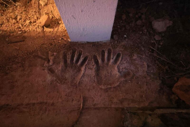 Handprints in cement next to The Hollywood Sign 