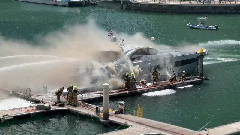 On Tuesday, firefighters fought a yacht fire in Dubai Marina, which caused thick smoke to rise over the nearby skyscrapers.