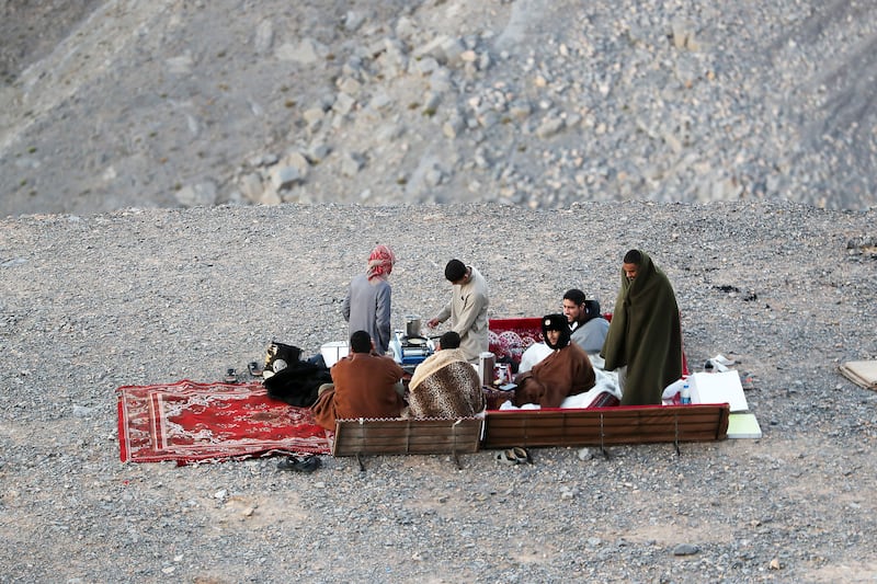 People camping in Ras Al Khaimah. Pawan Singh / The National