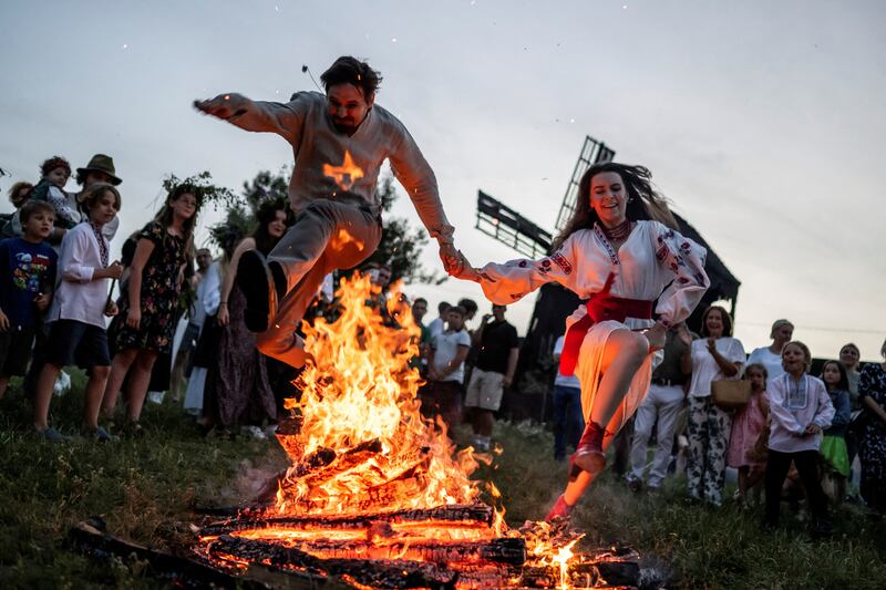 A traditional celebration on the Ivana Kupala holiday, in the village of Vytachiv, in Ukraine's Kyiv region. Reuters