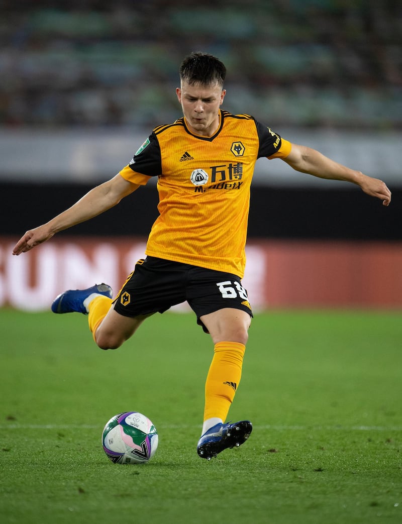 WOLVERHAMPTON, ENGLAND - SEPTEMBER 17: Oskar Buur of Wolverhampton Wanderers during the Carabao Cup second round match between Wolverhampton Wanderers and Stoke City at Molineux on September 17, 2020 in Wolverhampton, England. (Photo by Visionhaus)