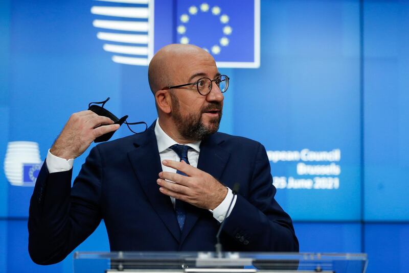 Charles Michel addresses the media. EPA