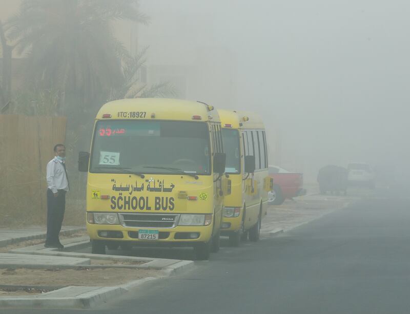 Hazy morning at central Abu Dhabi. Victor Besa / The National