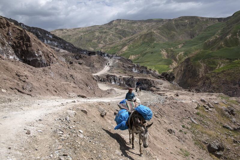 In rural Afghanistan, donkeys are both used to carry goods and luggage and as transportation. 