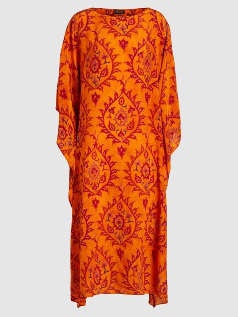 Orange blossom: printed silk kaftan by Eskandar; Dh3,160. Courtesy The Modist