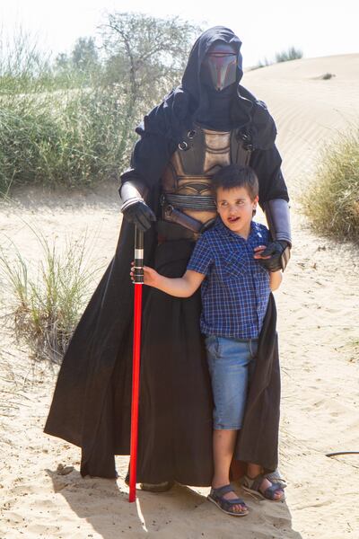 Sam with Darth Revan in the desert.  