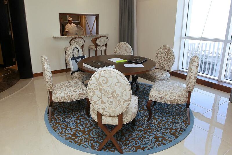The dining area of the three bedroom apartment in Marina 101. Jeffrey E Biteng / The National