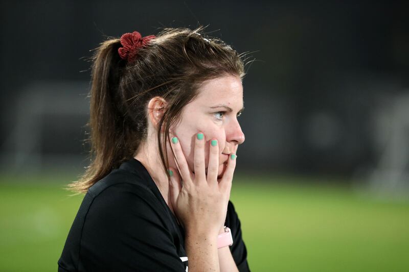 Onyx head coach Lauren McMurchie watches on during a match in the Expat Football Association league.