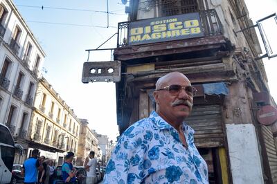 Algerian talent scout Boualem Benhaoua in front of his studio, Disco Maghreb, in Algeria's northern city of Oran, the label of which has launched the careers of some of the Rai genre's most famous stars. AFP