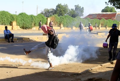 Sudanese security forces fire tear gas at protesters during a demonstration calling for civilian rule in the capital Khartoum's twin city of Omdurman. AFP