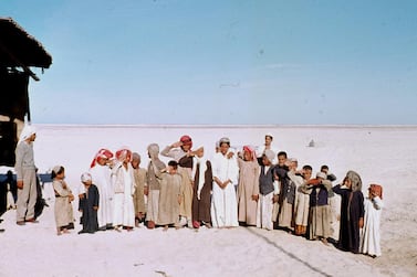 A group of Abu Dhabi boys in December 1957. The sole school at the time taught only the Quran while the first formal school would not open for another two years.