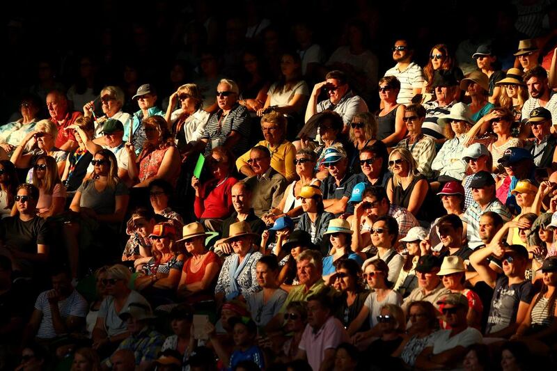 Supporters watch on inside the Rod Laver Arena during the women’s singles Australian Open final. Jack Thomas / Getty Images