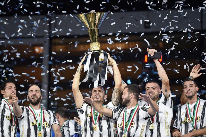 Juventus players celebrate. EPA