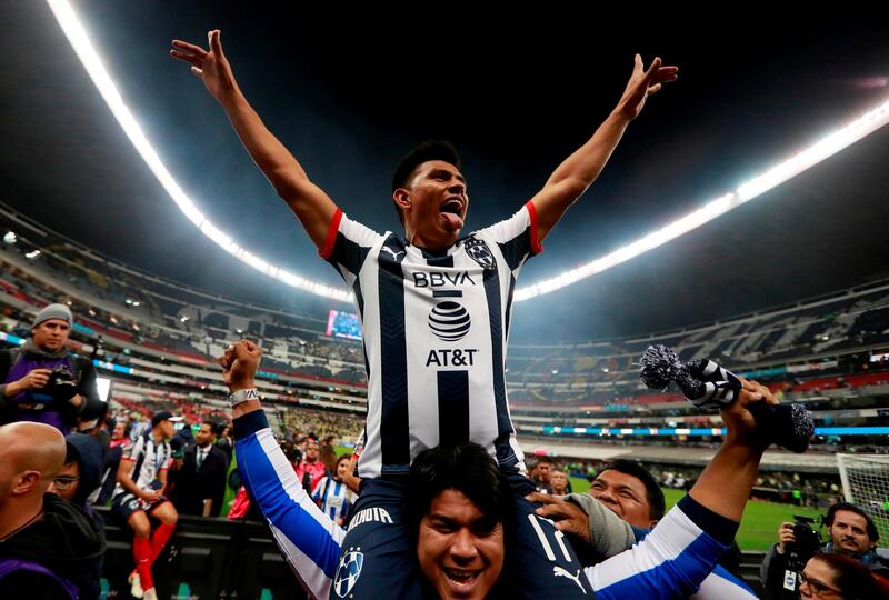 Monterrey's Jesus Gallardo celebrates after winning the Liga MX against Club America in Mexico City on Sunday, December 29. Reuters