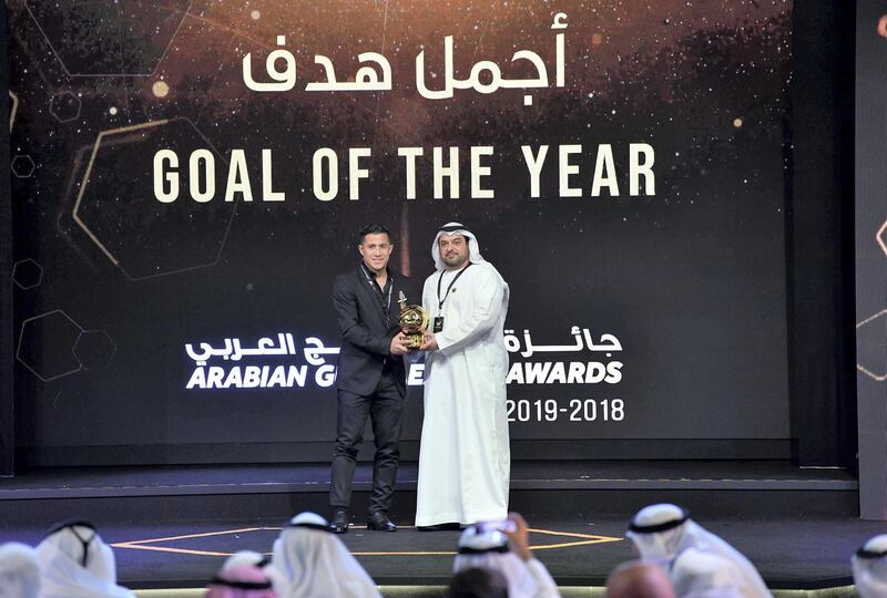 4 - Baniyas forward Michael Ortega receives his award for goal of the season, as voted for by fans.