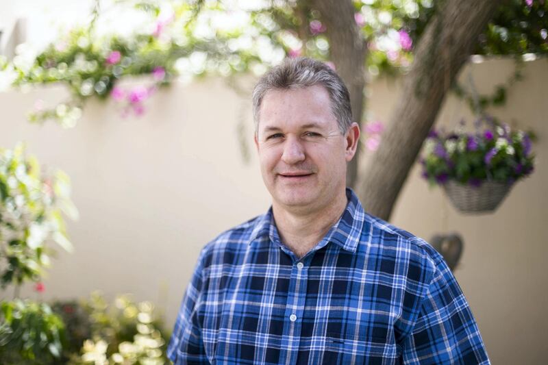 DUBAI, UNITED ARAB EMIRATES - April 20 2019.

Shaun Faver at his home.

With a 21-year-old daughter Christen studying in the Netherlands, Shaun Faver, 48, and wife Beverley regularly have to convert UAE dirhams into euros to pay for her education fees and living costs. 
Shaun is an air traffic engineer who has been living in the UAE for 20 years and right now, the exchange rate is on his side. The dirham is pegged to the US dollar and one year ago, $1 traded at around €0.80. At time of writing it has risen to just over €0.88, which means Shaun gets around 10 per cent more for his money.

(Photo by Reem Mohammed/The National)

Reporter:
Section: BZ