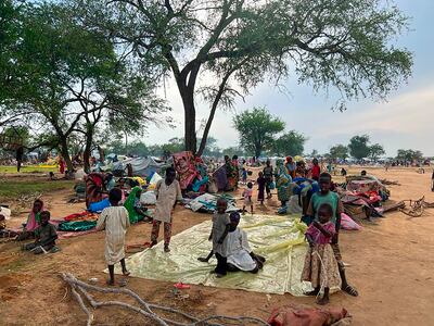 Sudanese refugees who fled the conflict in their country gather Monday July 10, 2023 at the Zabout refugee Camp in Goz Beida, Chad. AP 