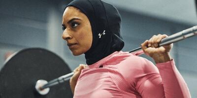 Saman Munir stars in the campaign for Under Armour's first sports hijab. Courtesy Under Armour