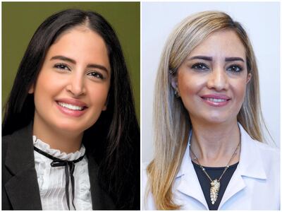 Nadine Aoun, left, a dietician at Medcare Women and Children Hospital, and Dana Al-Hamwi, a clinical dietician at Dubai London Clinic and Speciality Hospital.