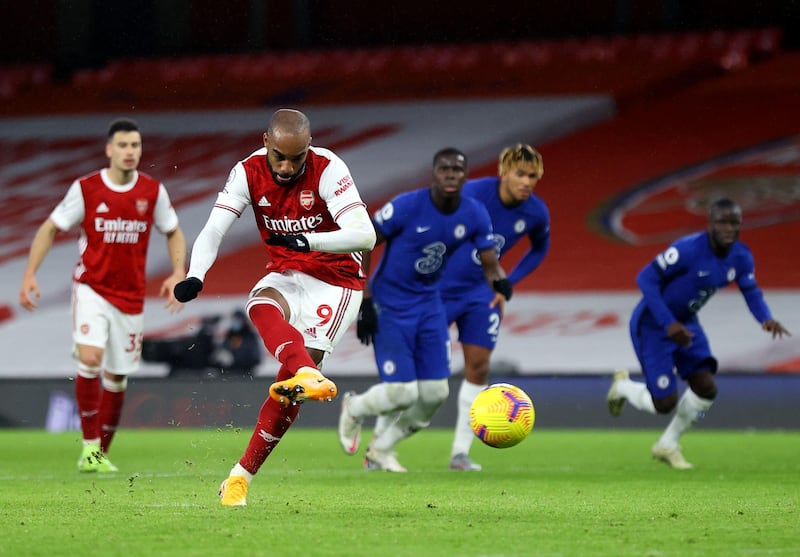 Arsenal's Alexandre Lacazette scores a penalty to make 1-0. PA