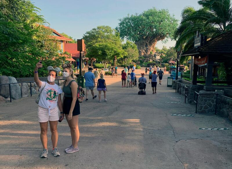 Disney annual passholders get a peek at the coronavirus-inspired changes inside Disney's Animal Kingdom,  Lake Buena Vista, Fla. “The Most Magical Place on Earth” is reopening after nearly four months.  AP